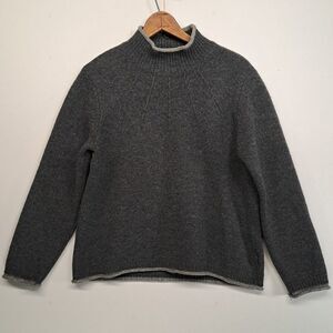 Woolrich Lambswool Sweater Womens Large Gray Mock Neck Made in Japan VTG 90s Y2K